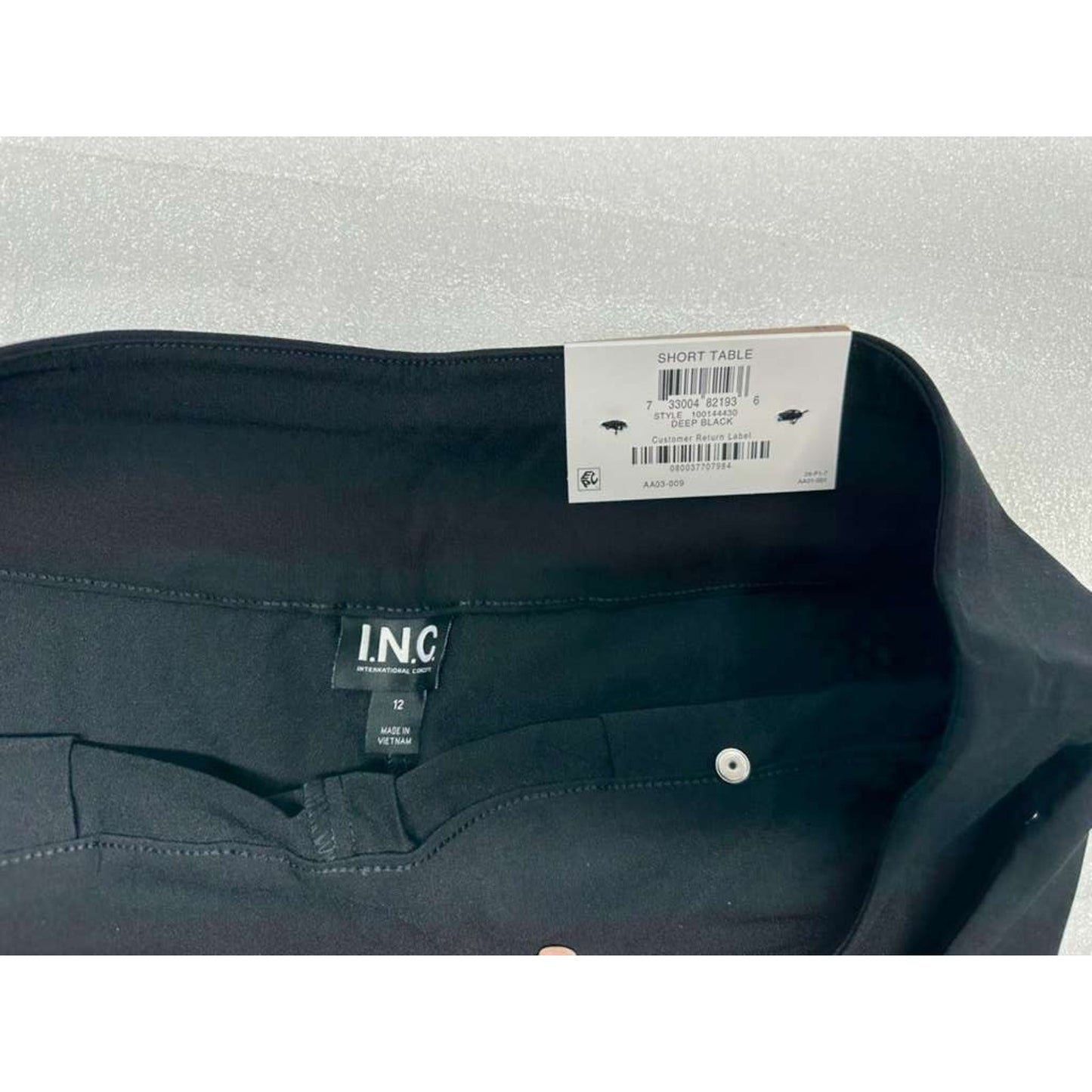 INC Womens Shorts Short Table Mid Rise Pull On - Pockets Stretch -Black Sz 12