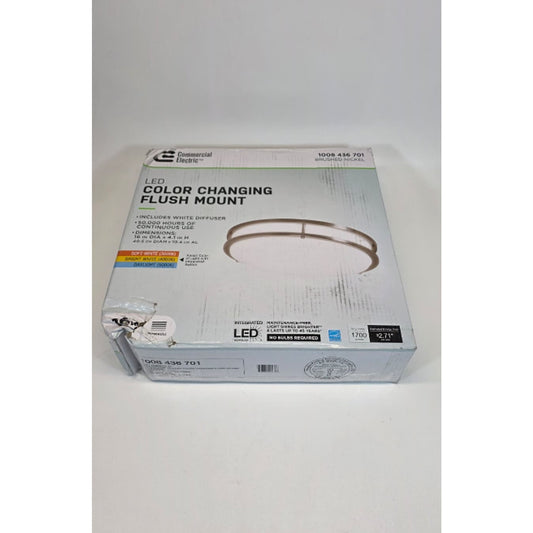 Commercial Electric DC Series 16 in. Contemporary Brushed Nickel Flush Mount