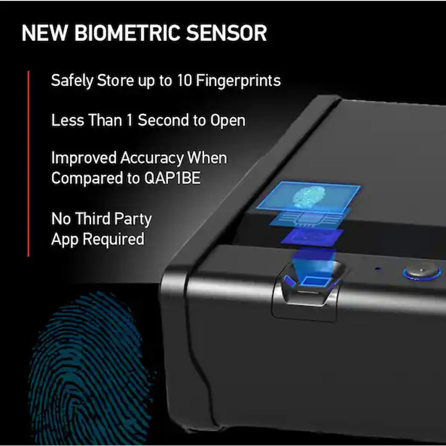 Sentry Safe (QAP1BLX) - Quick Access Biometric Pistol Gun Safe LED Light -Black