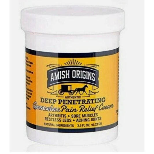 Amish Origins Deep Penetrating Pain Relief Cream Restless Legs Arthritis 3.5 oz