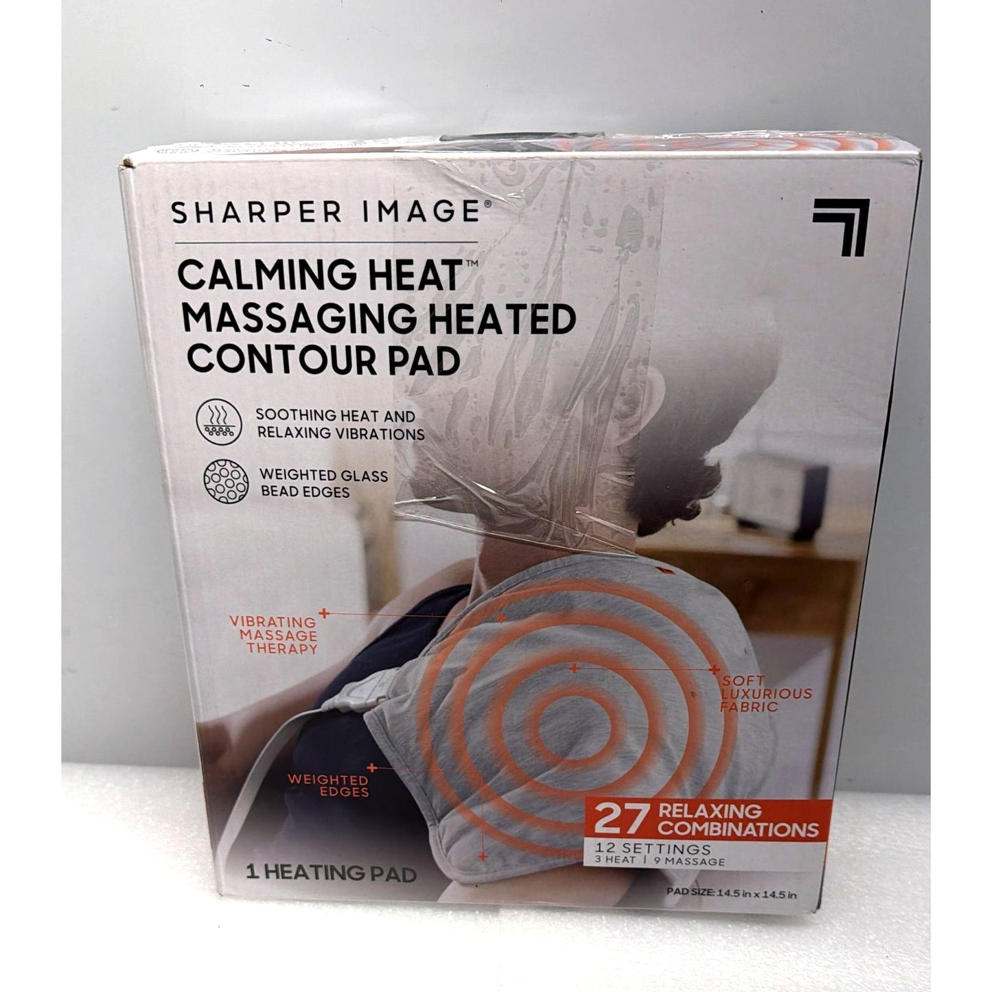 Calming Heat Vibrating Heating Contour Pad by Sharper Image- Weighted Electri...