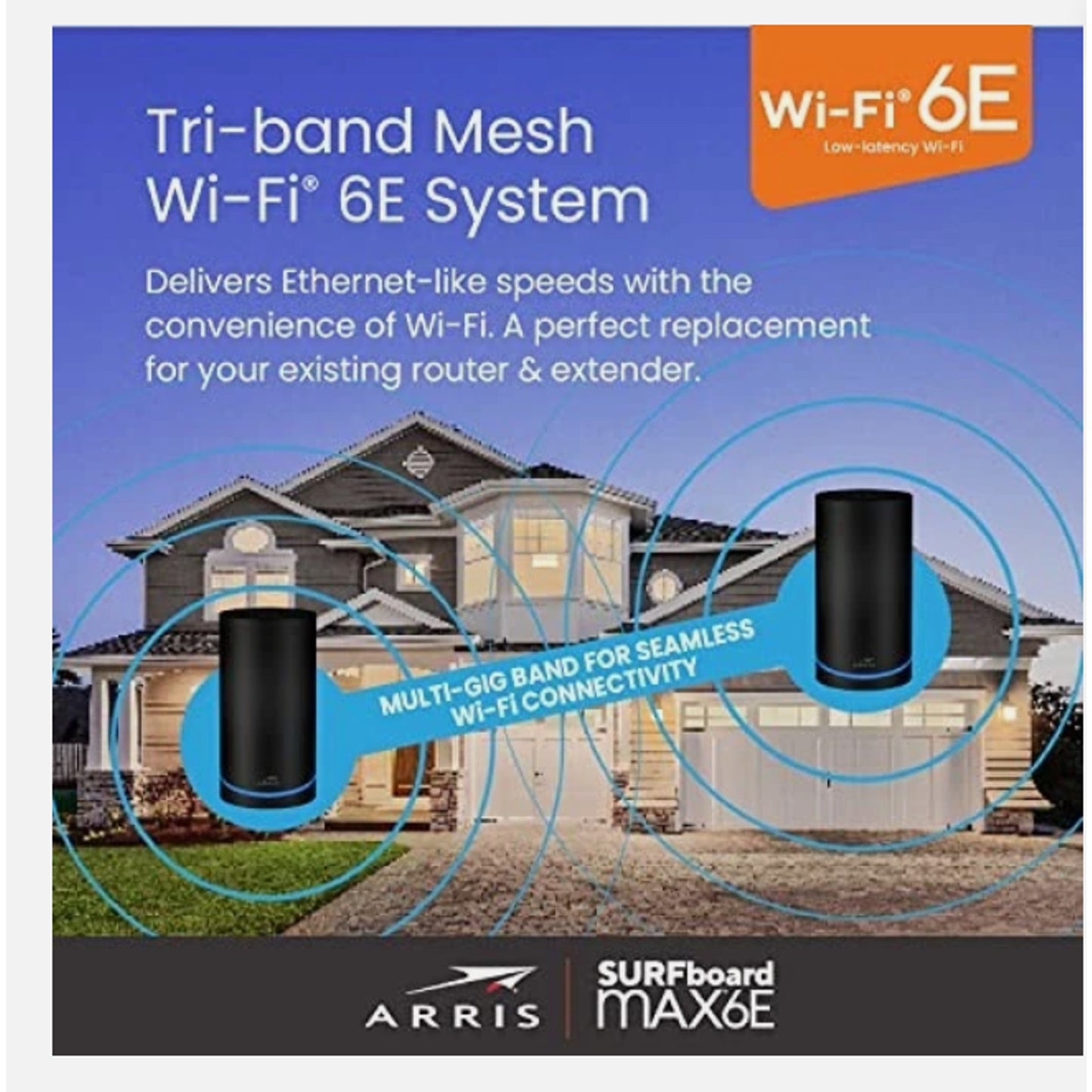 ARRIS SURFBOARD MAX 6E W161 TRI-BAND MESH WI-FI 6E SYSTEM AXE6600 2.5G ETHERNET