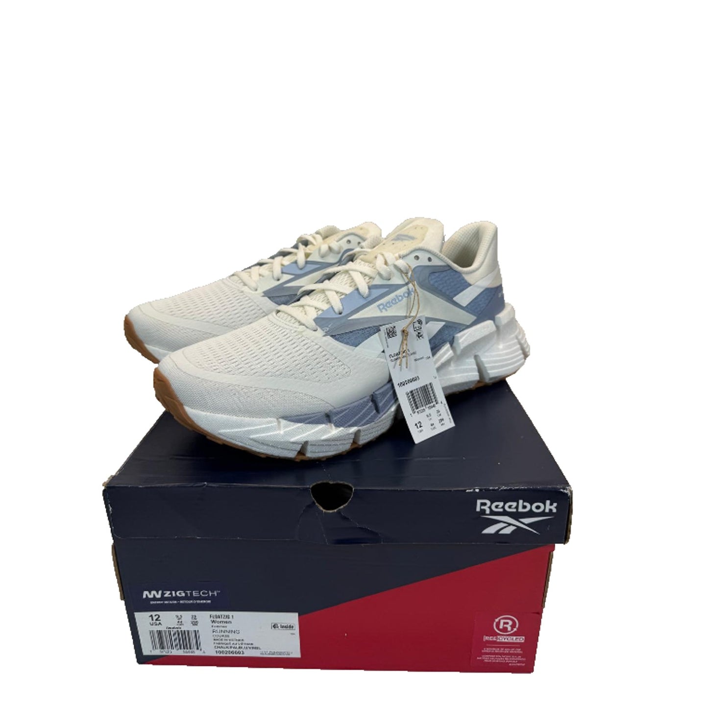 Reebok Women's Floatzig 1 Sneaker, Chalk/Pale Blue/Vintage Blue, Women's Size 12