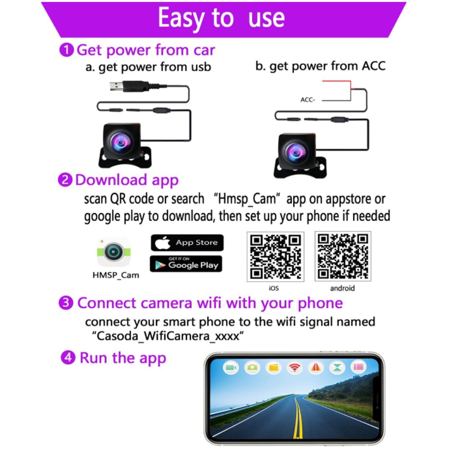 Wifi Backup Camera, Strong 5G WiFi HD1080P Clear Picture, Wide Angle Rear...