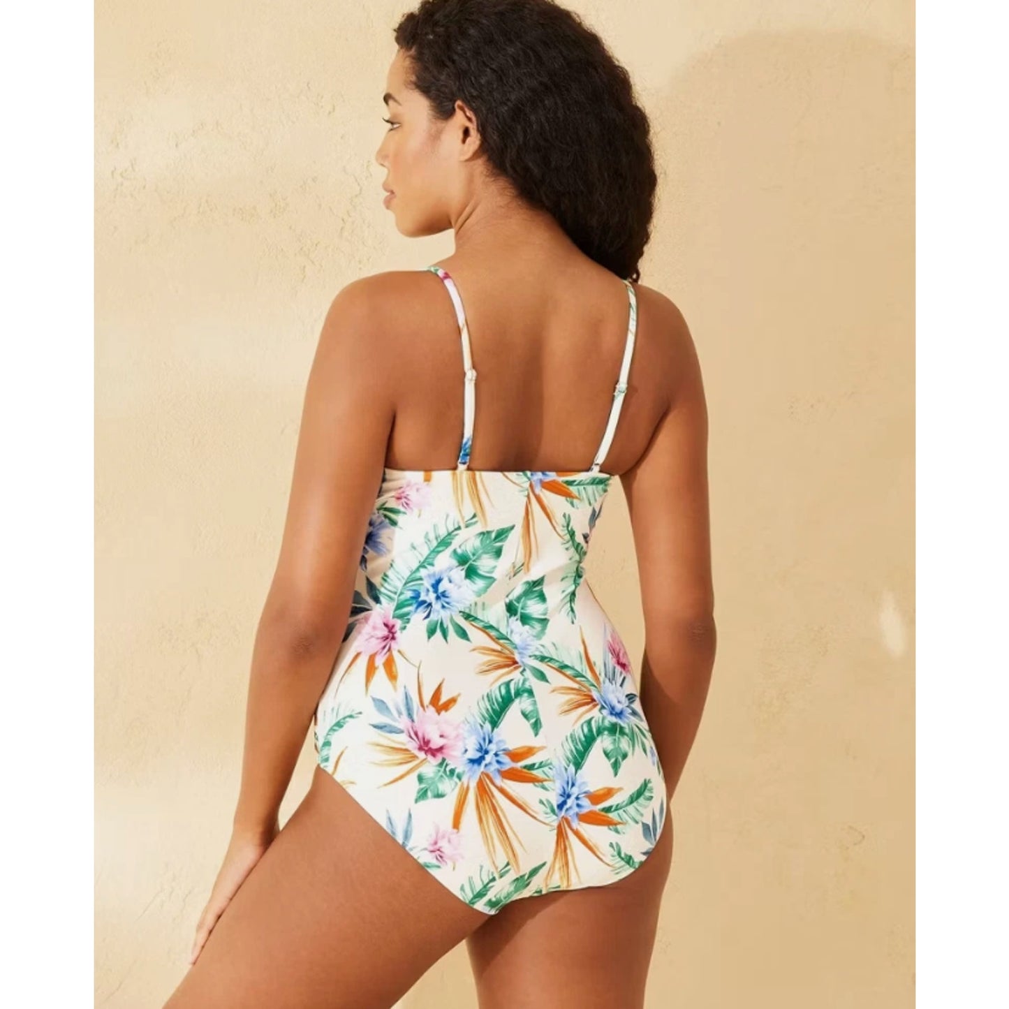 Womens Bandeau High Leg Cheeky One Piece Swimsuit with Rings - Shade & Shore L