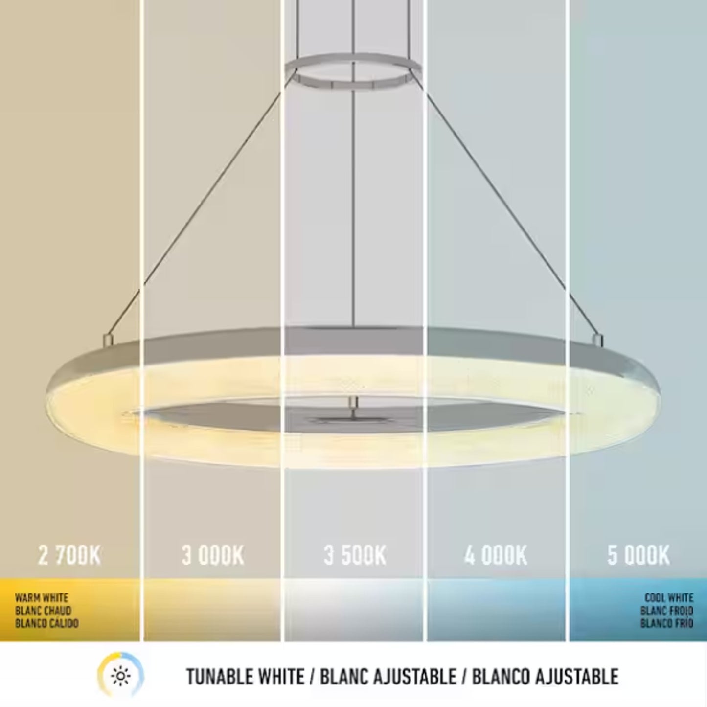 Artika Famous Optical 25-Watt 1 Light Chrome Modern 5 CCT Integrated LED Pendant