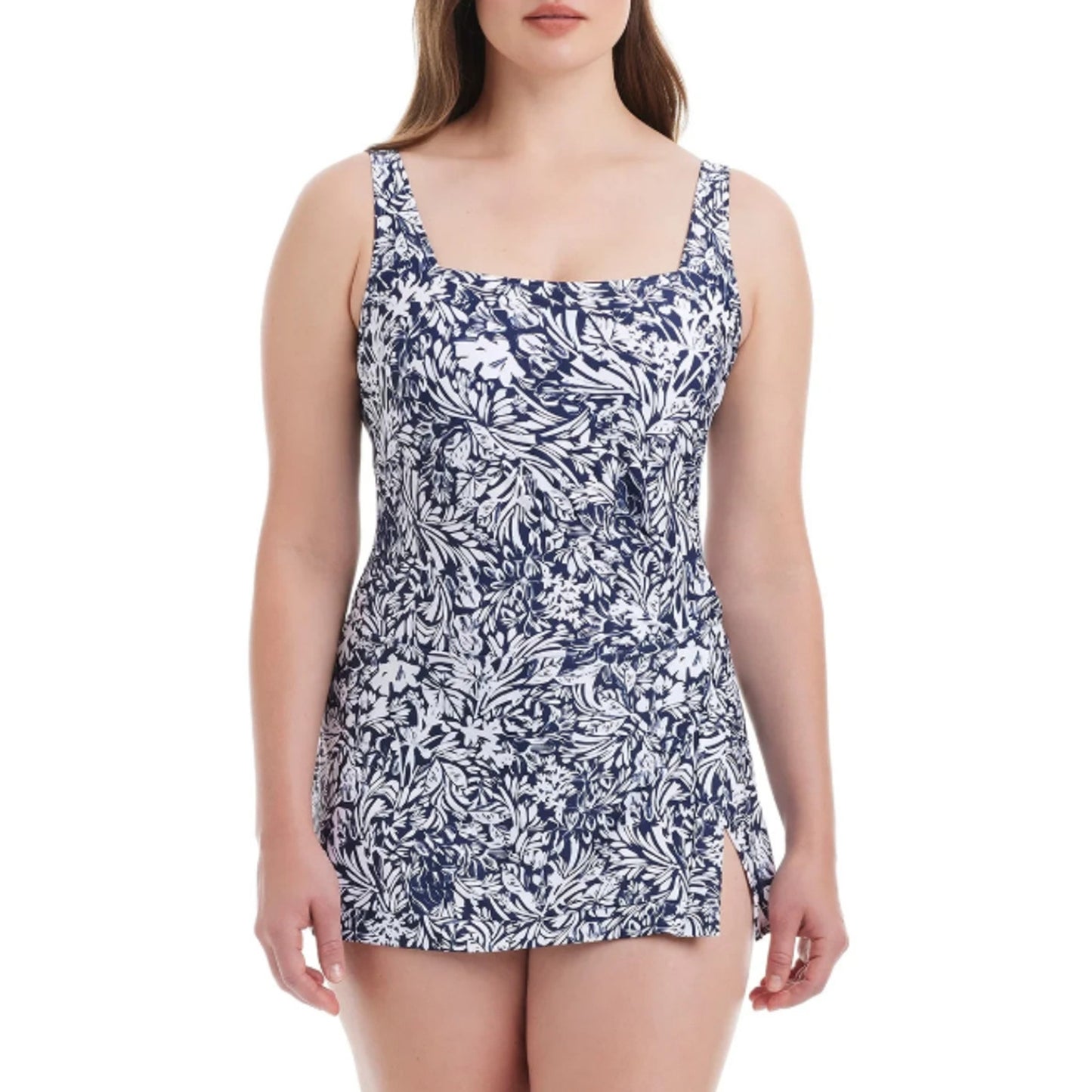 Beyond Control Women's Swim Dress White and Navy XXL