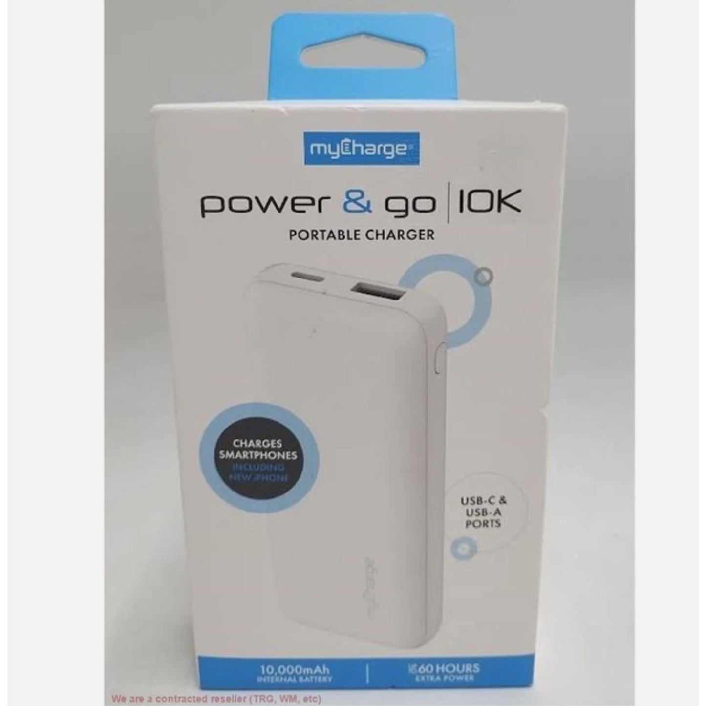 myCharge 10000mAh Power & Go Power Bank - White, 847843008820