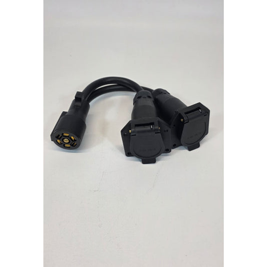 Nilight 7 Way Y Splitter Trailer Adapter 7 Pin Female to Dual Male Trailer Plug
