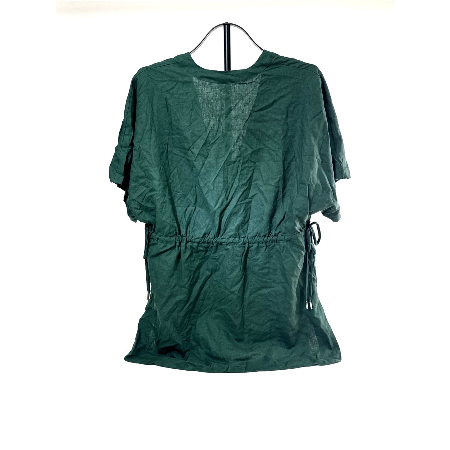 Calia Linen Blend Swim Cover Up Tunic Kaftan Drawstring Green Size L