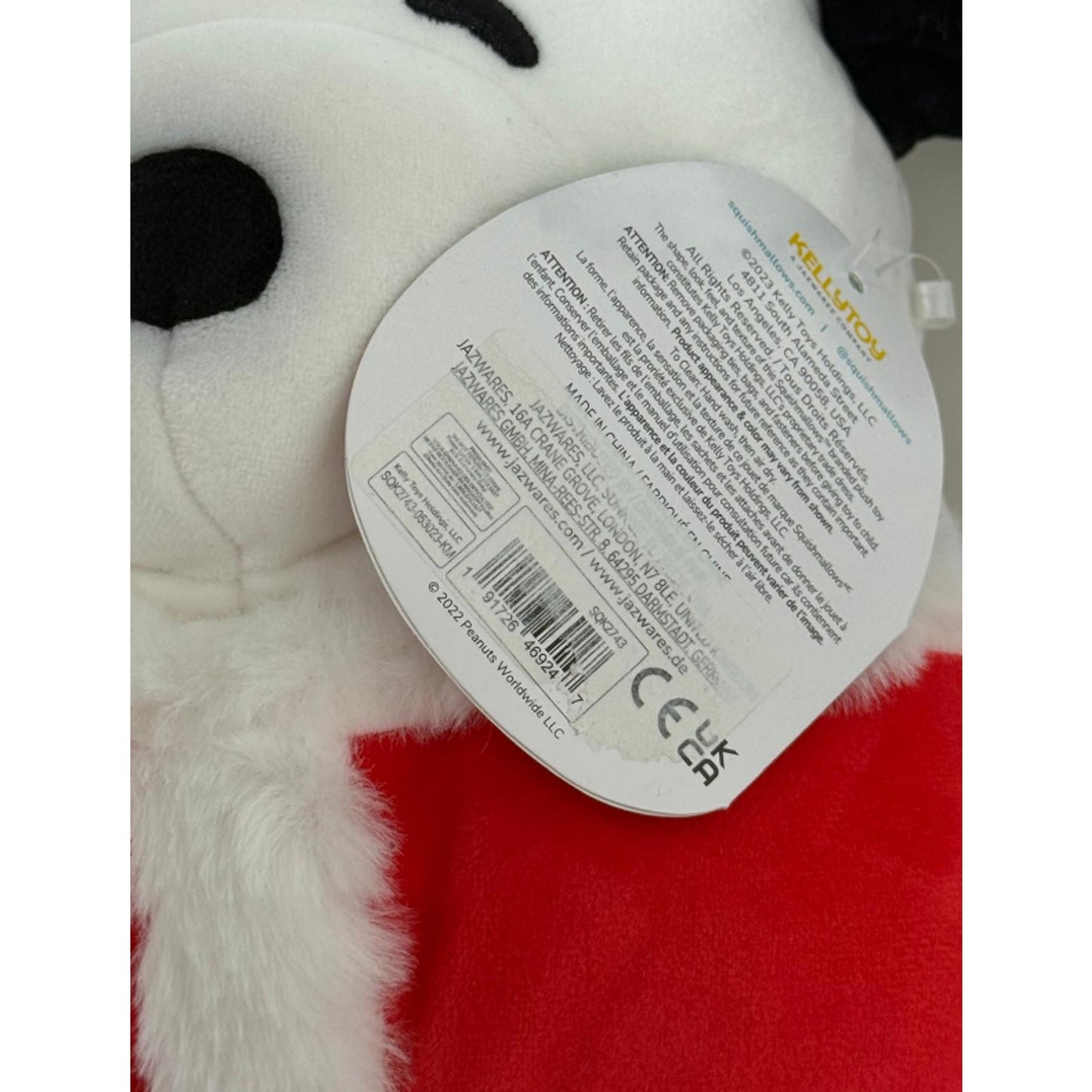 Squishmallows Snoopy 10” Kellytoy Plush Santa Hat Christmas Peanuts