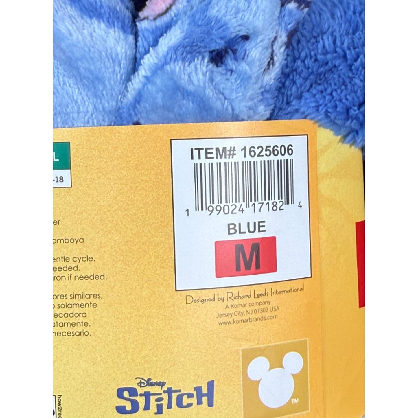 Disney Stitch Women’s One-piece Pajama Blue Jumper 3 D ears Hooded M New