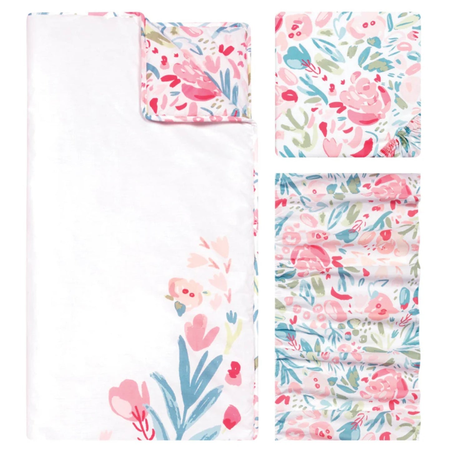 Trend Lab Painterly Floral 3 Piece Baby Nursery Crib Bedding Set