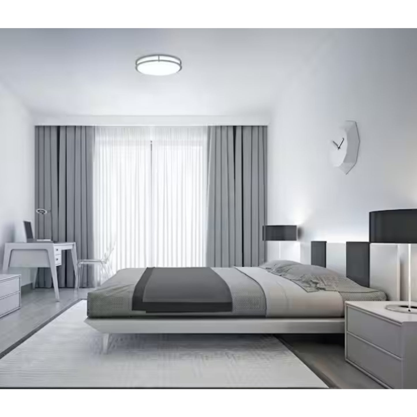 Commercial Electric DC Series 16 in. Contemporary Brushed Nickel Flush Mount