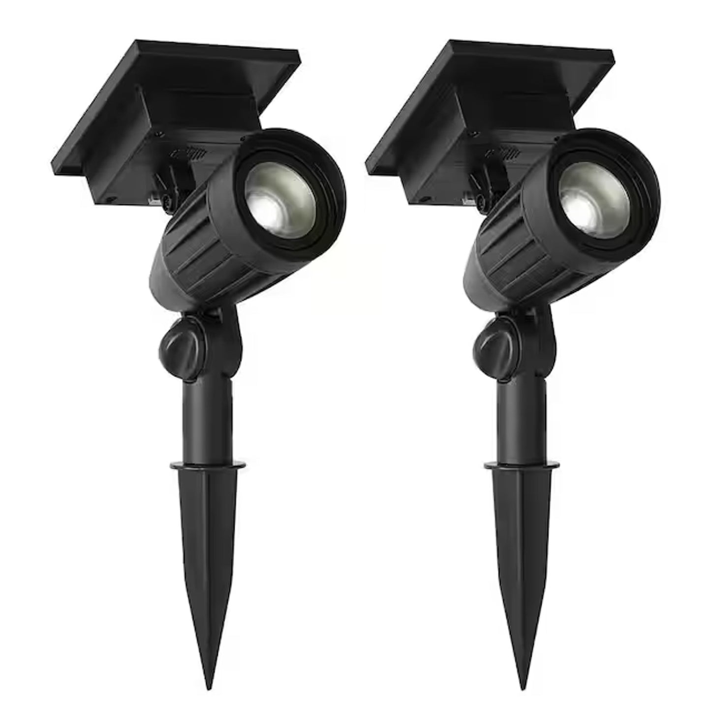 Solar 50 Lumens Black Outdoor Integrated LED Adjustable Beam Spotlight (2-Pack);