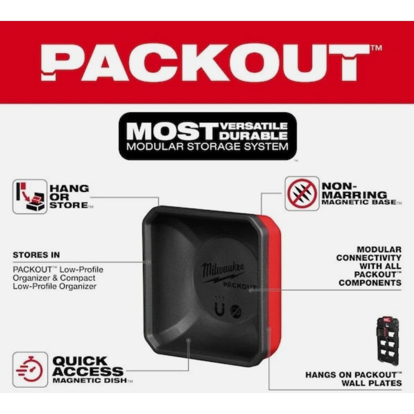 Milwaukee Tool 48-22-8070 Packout Magnetic Bin, 4.29 In L X 4.29 In W X 2.13 In