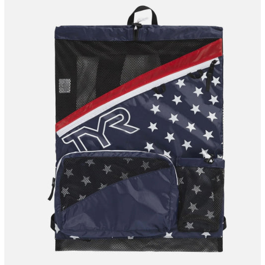 TYR Elite Team Mesh Backpack, Red/Navy, one Size NEW!