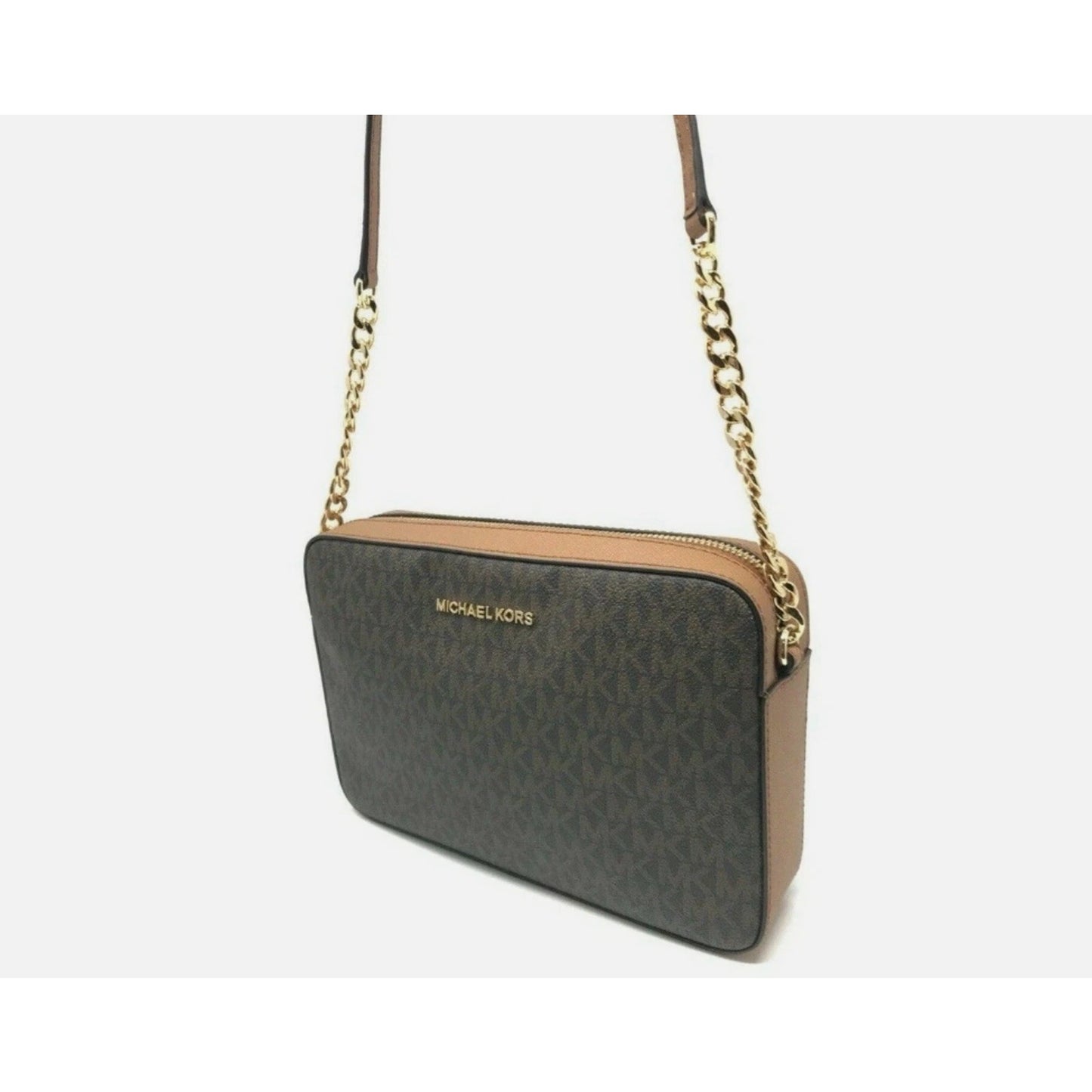 Michael Kors Jet Set Item Large East West Crossbody Chain Handbag Clutch Brown