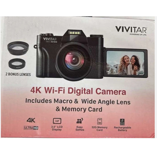 Vivitar 4K Wi-Fi Digital Camera | Includes Lens & Memory Card New, 681066116807