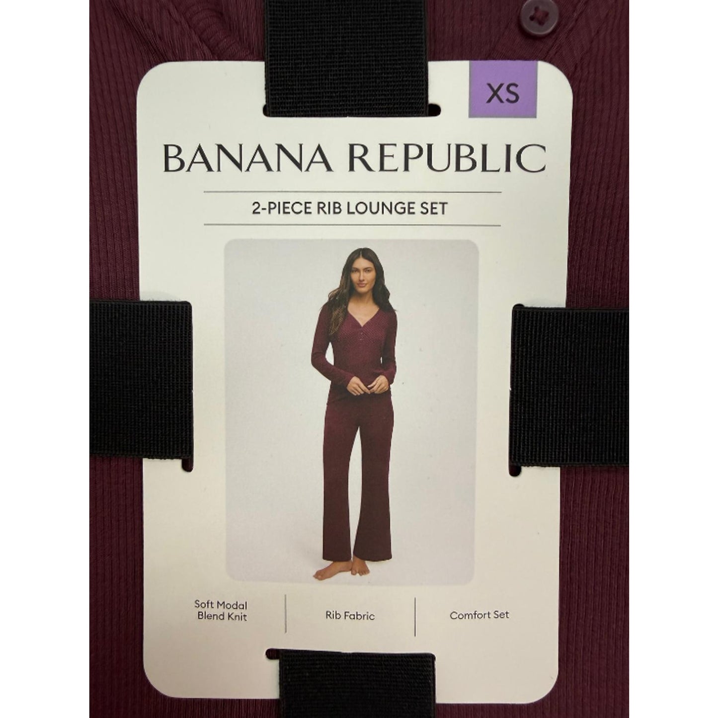 Banana Republic Womens 2-Piece Rib Lounge Soft Modal Blend XS Red Maroon
