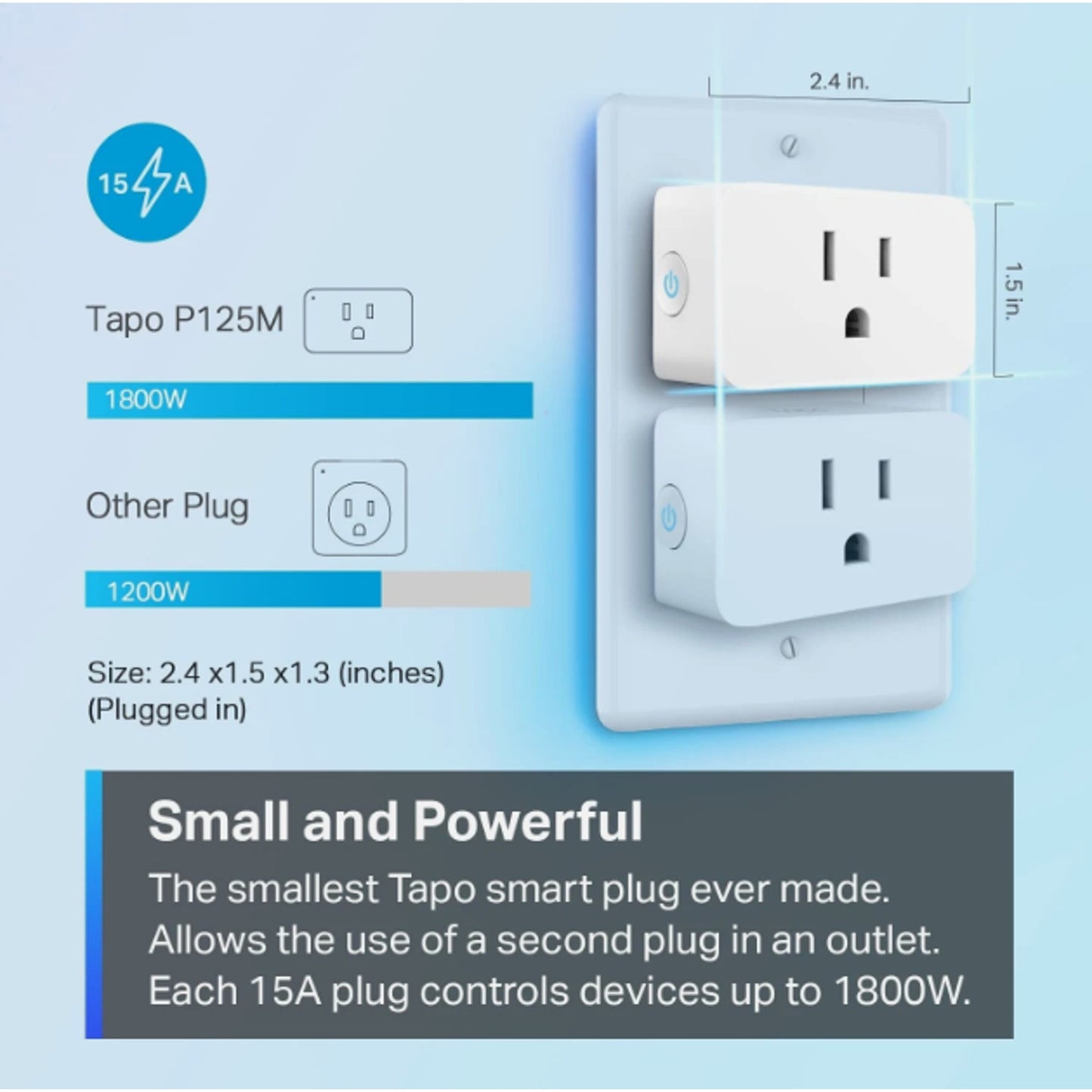 TP-Link Matter Supported Smart Plug Mini, Compact Design, 15A/1800W Max, Supe...