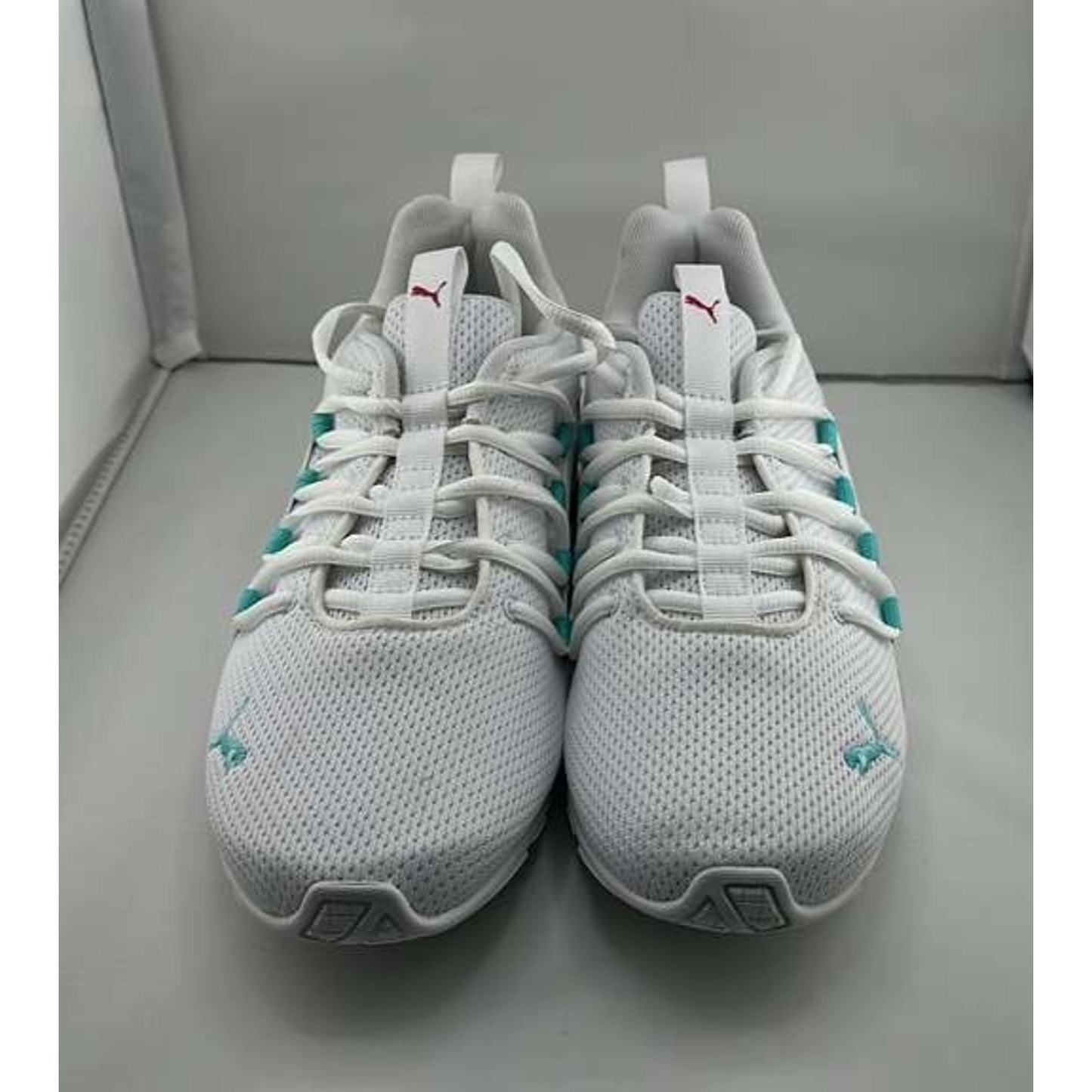 PUMA Wmn's Axelion Bright Training Shoes, White/Elektro Aqua/Bright Pink Sz 9.5