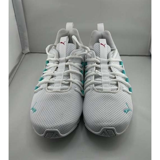 PUMA Wmn's Axelion Bright Training Shoes, White/Elektro Aqua/Bright Pink Sz 9.5