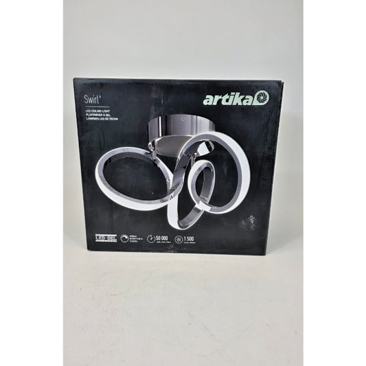 Artika Swirl 13 in. 1-Light Modern Chrome Integrated LED Flush Mount Light