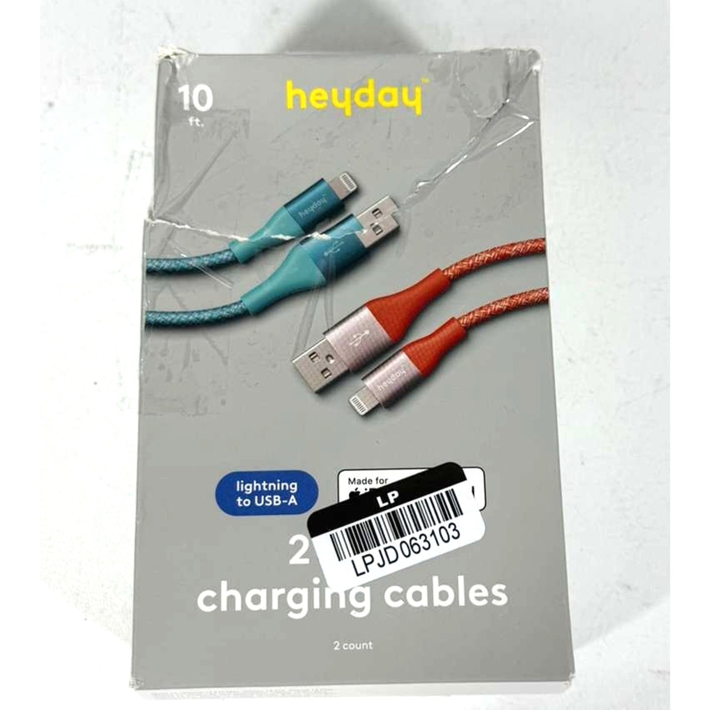 heyday 10ft USB-A to Lightning Braided Cable - 2pk ™ Turquoise Poppy
