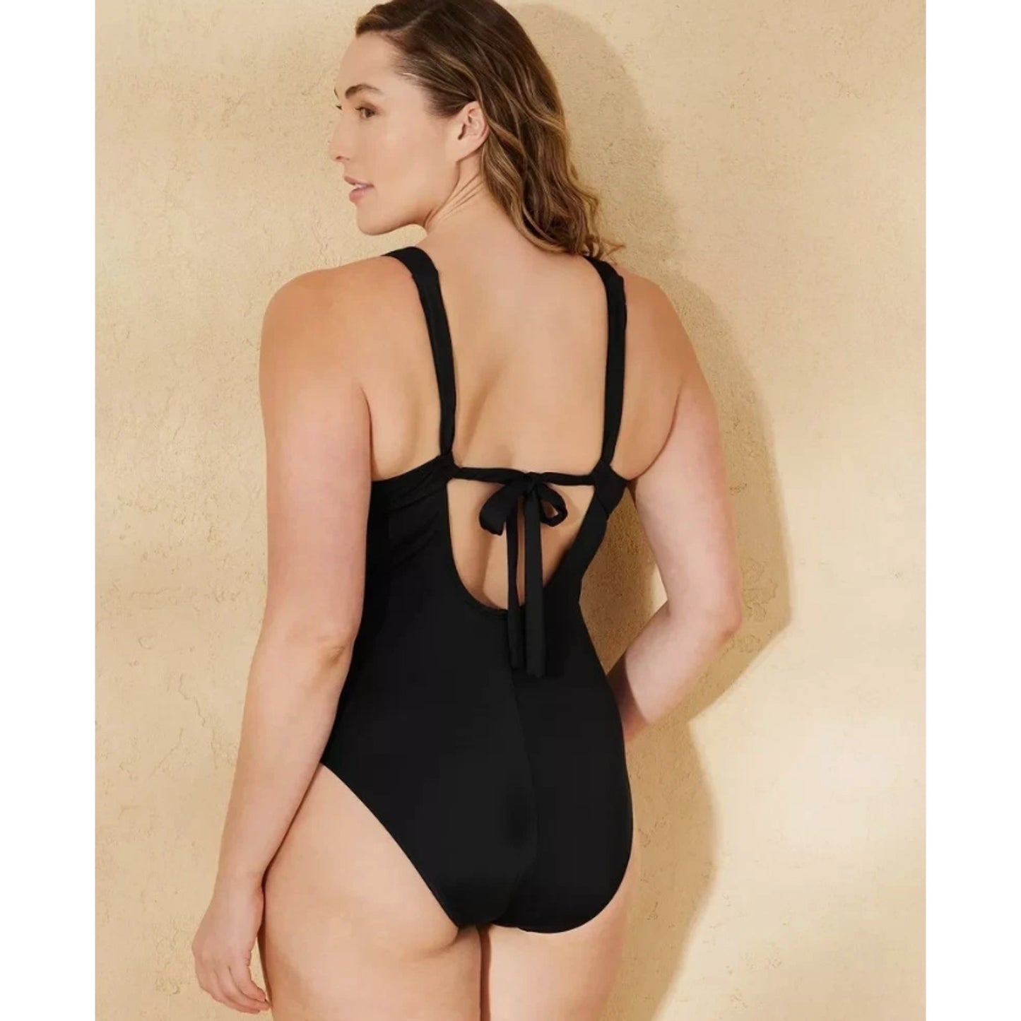 Women's Plunge Neck Tummy Control One Piece Swimsuit -Shade & Shore Size L 12-14