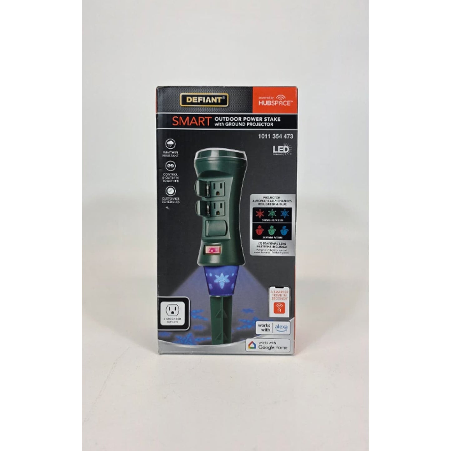 Smart Outdoor 4 ft. 6-Outlet Power Stake Timer Holiday Lights Projector Hubspace