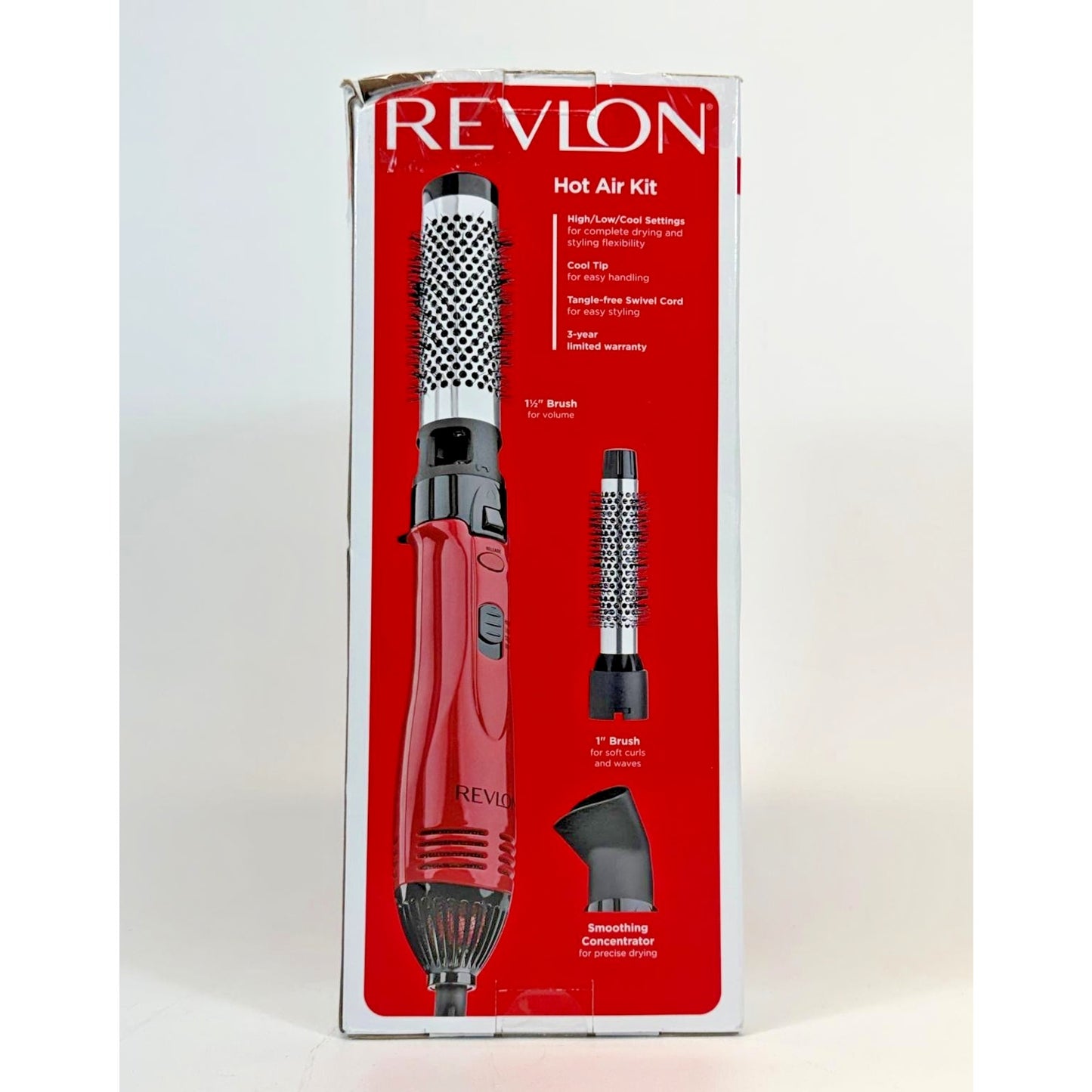 Revlon Style, Curl and Volumize Ionic 1 and 1-1/2 Hot Air Styling Kit Red 1200W