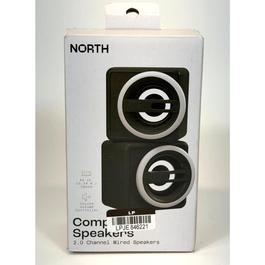 North Computer Speakers - Green: Lightweight Wired 3.5mm Jack Audio for Desktop
