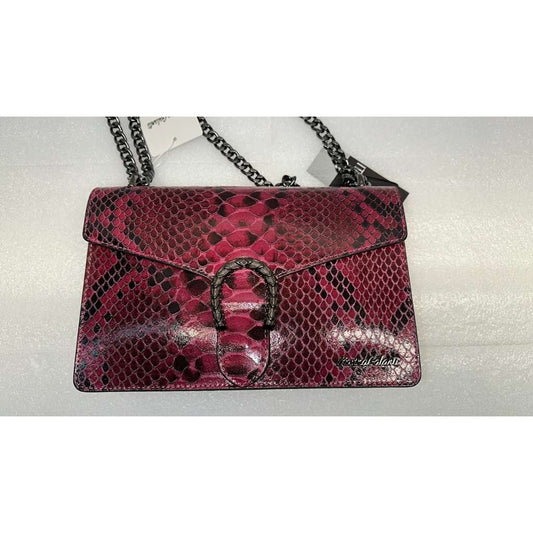 Marina Galanti Pink/Gunmetal Italian Croc Leather Handbag Vera Pelle "NWT"