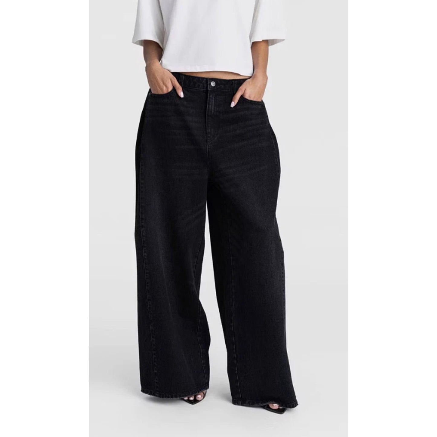 KBB by KAHLANA Women's Low-Rise Wide Leg 'The Rachel Jean' - Black Wash 20