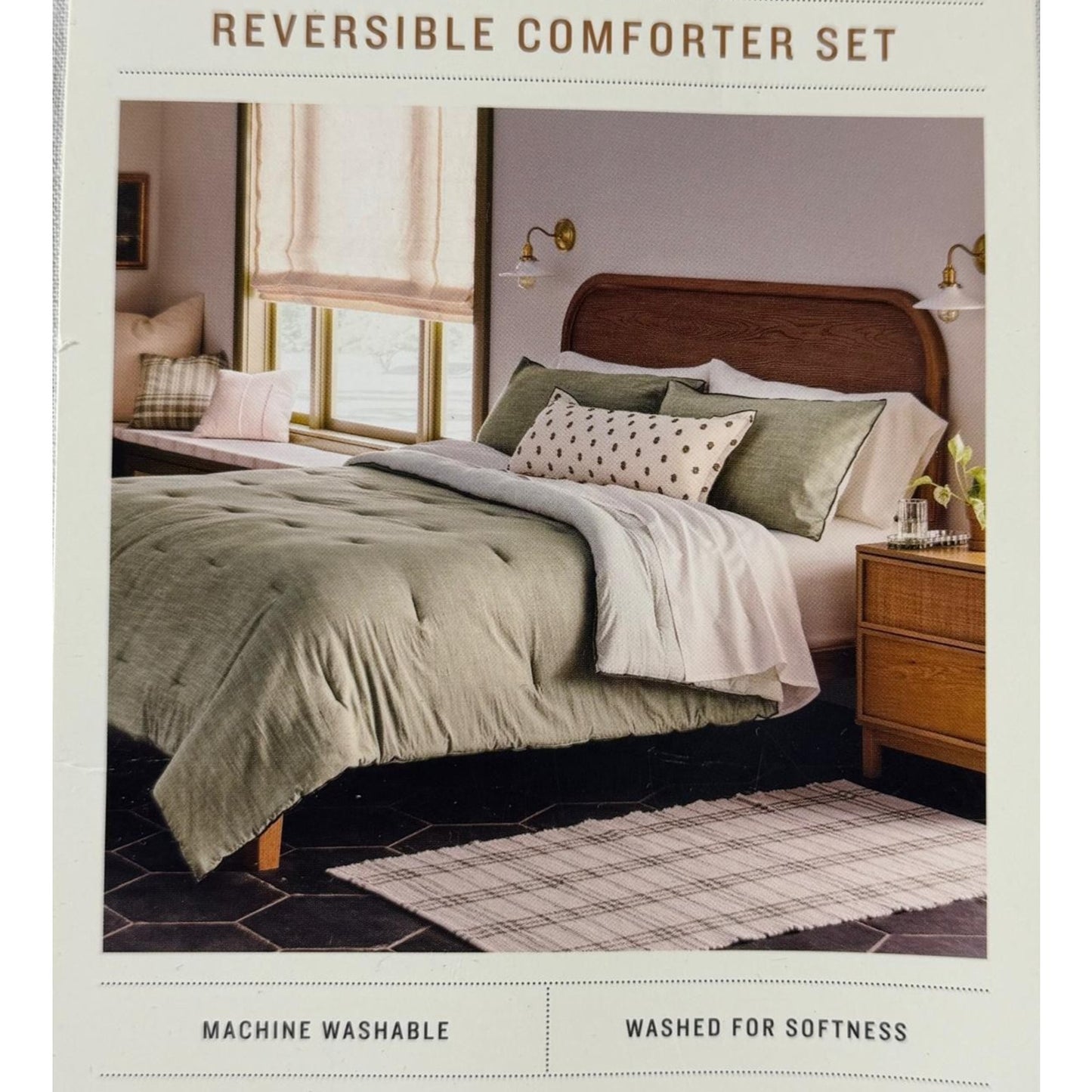3pc King Reversible Comforter Set Green - Hearth & Hand with Magnolia