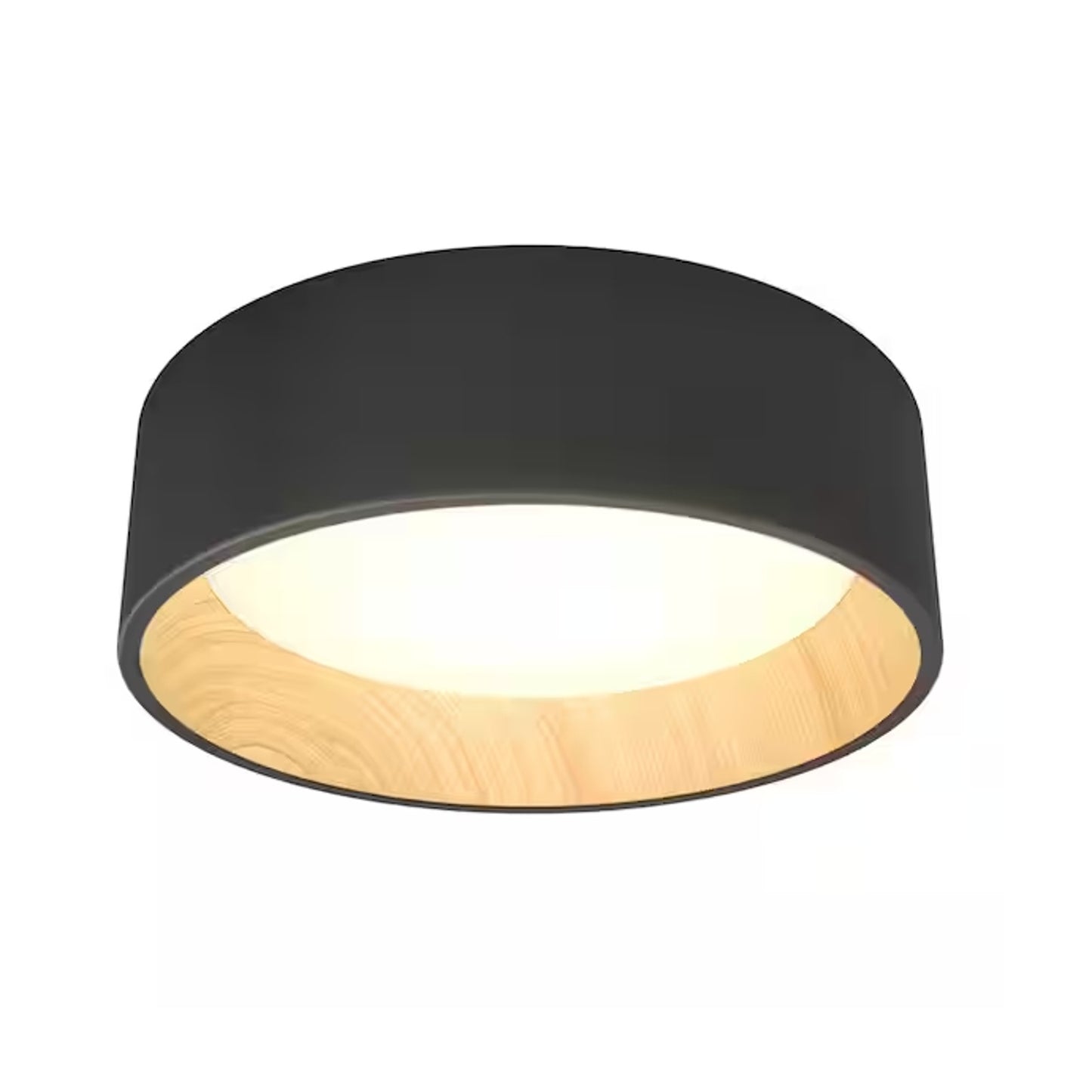 Artika Alton 13" 1-Light Modern Black & Wood LED 3 CCT Flush Mount Ceiling Light