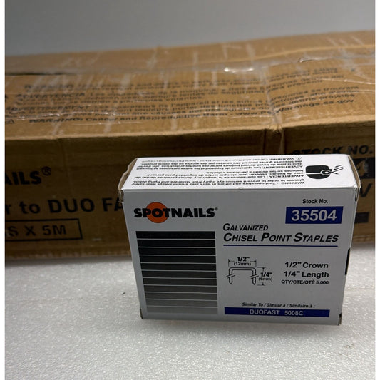 SpotNails 35504 1/4-Inch Galv 20 Ga Chisel 1/2-Inch Crown Fine Wire Staples 100M