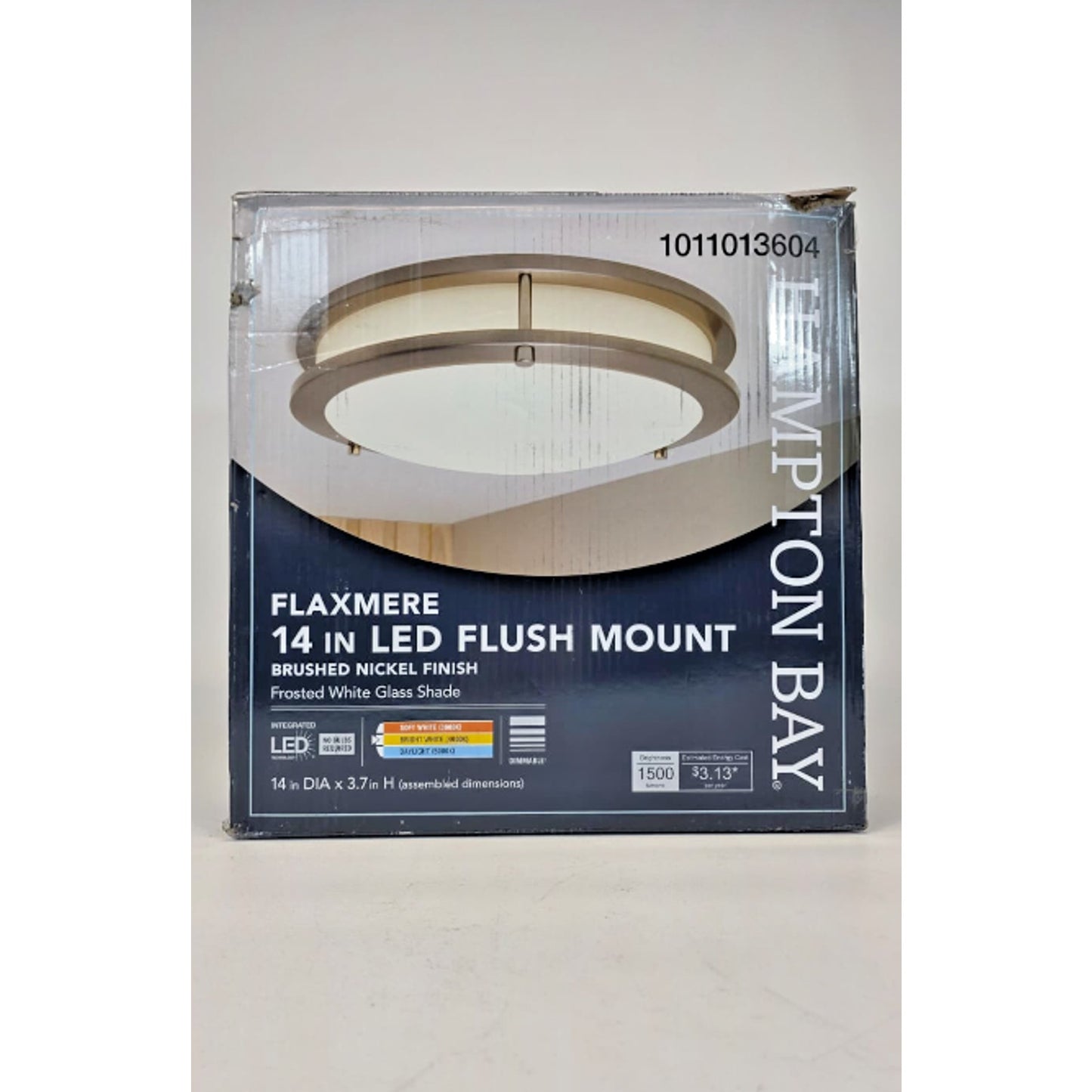 Hampton Bay 14 in. Brushed Nickel Dimmable 20-Watt LED Flush Mount Ceiling Light