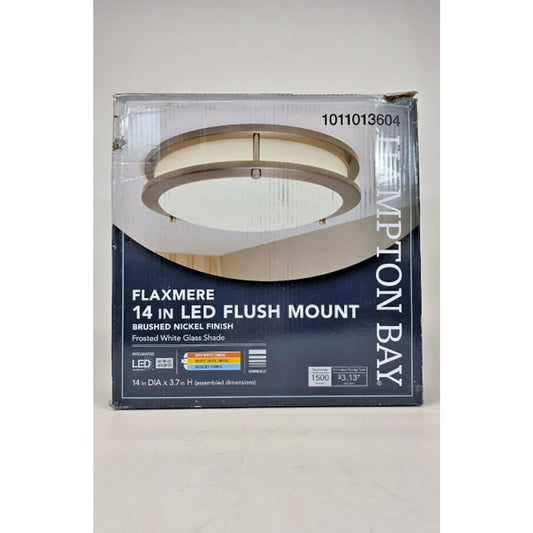 Hampton Bay 14 in. Brushed Nickel Dimmable 20-Watt LED Flush Mount Ceiling Light