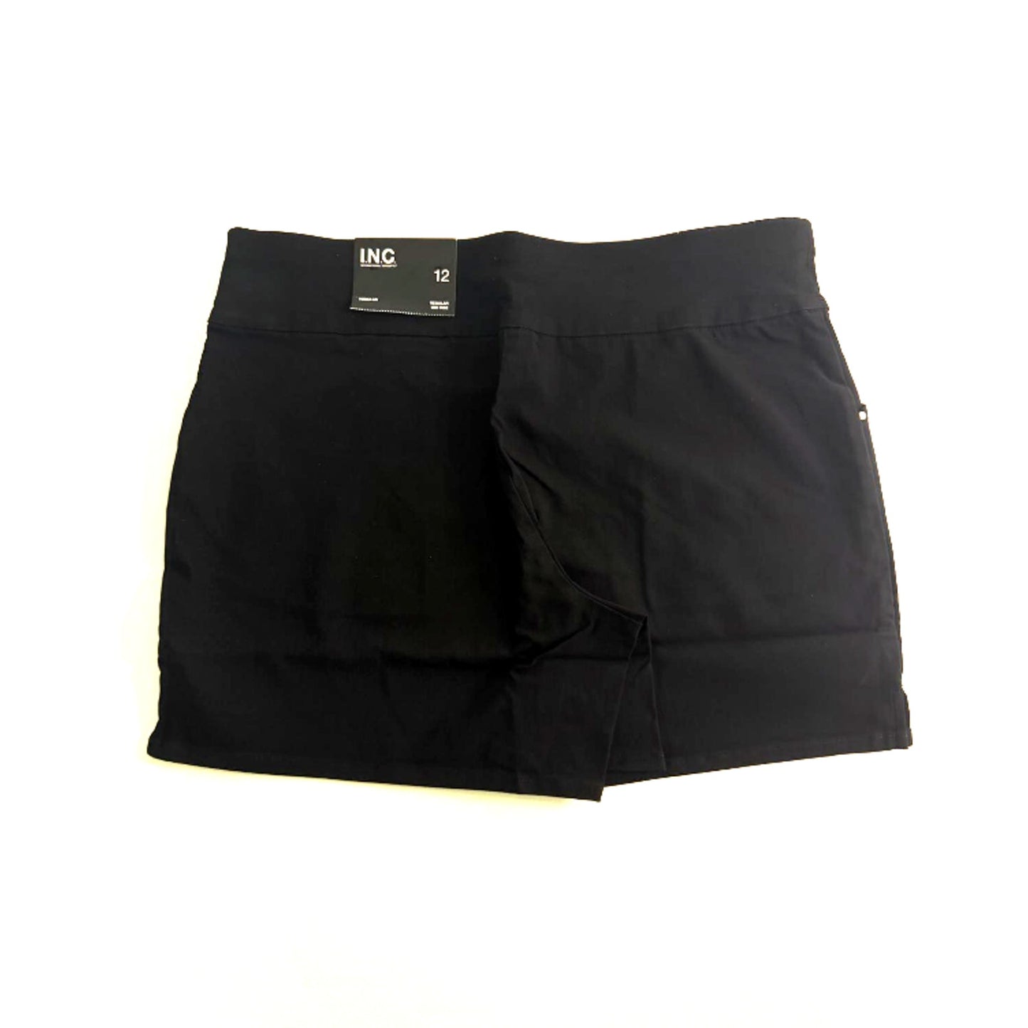 INC International Concepts Women's Mid-Rise Pull-On Shorts Deep Black S12