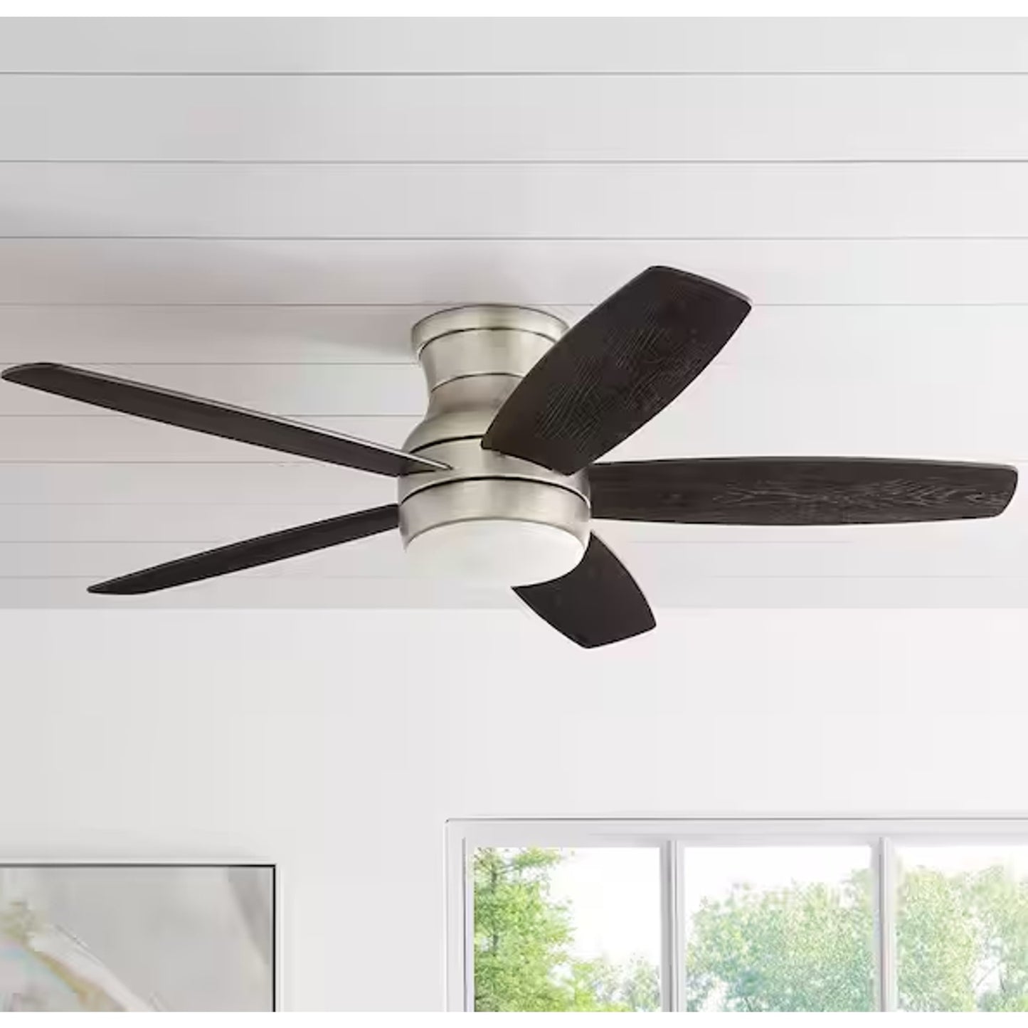 Ashby Park 52 in White Ceiling Fan Brushed Nickel LED Light Remote Control