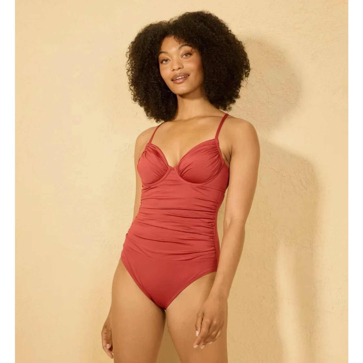 Women's Shirred Underwire One Piece Swimsuit - Shade & Shore Red Medium 8-10
