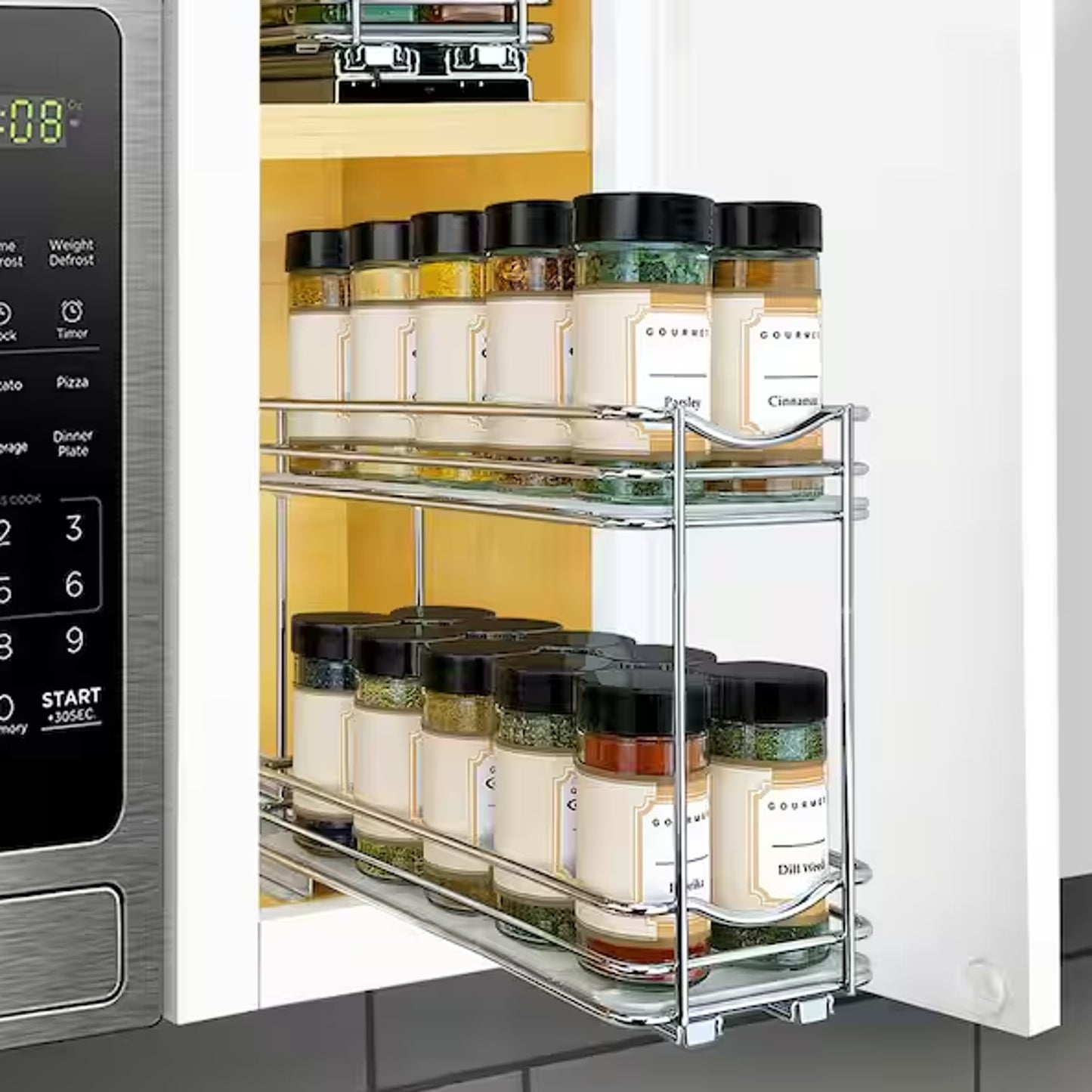 Pull Out Spice Rack Organizer for Inside Kitchen Cabinets - 4-3/8 inch Wide