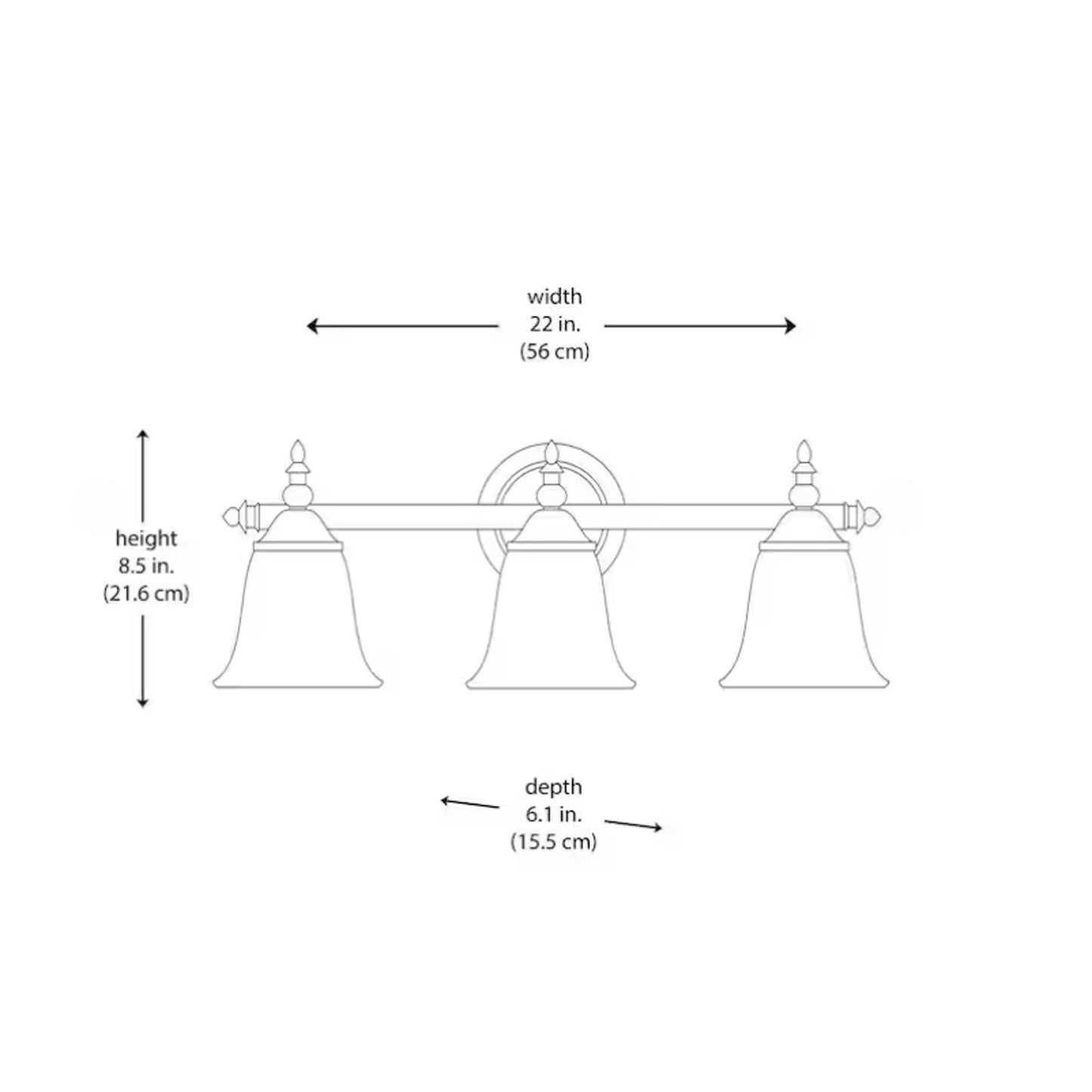 Hampton Bay Olgelthorpe 3-Light Brushed Nickel Vanity Light New