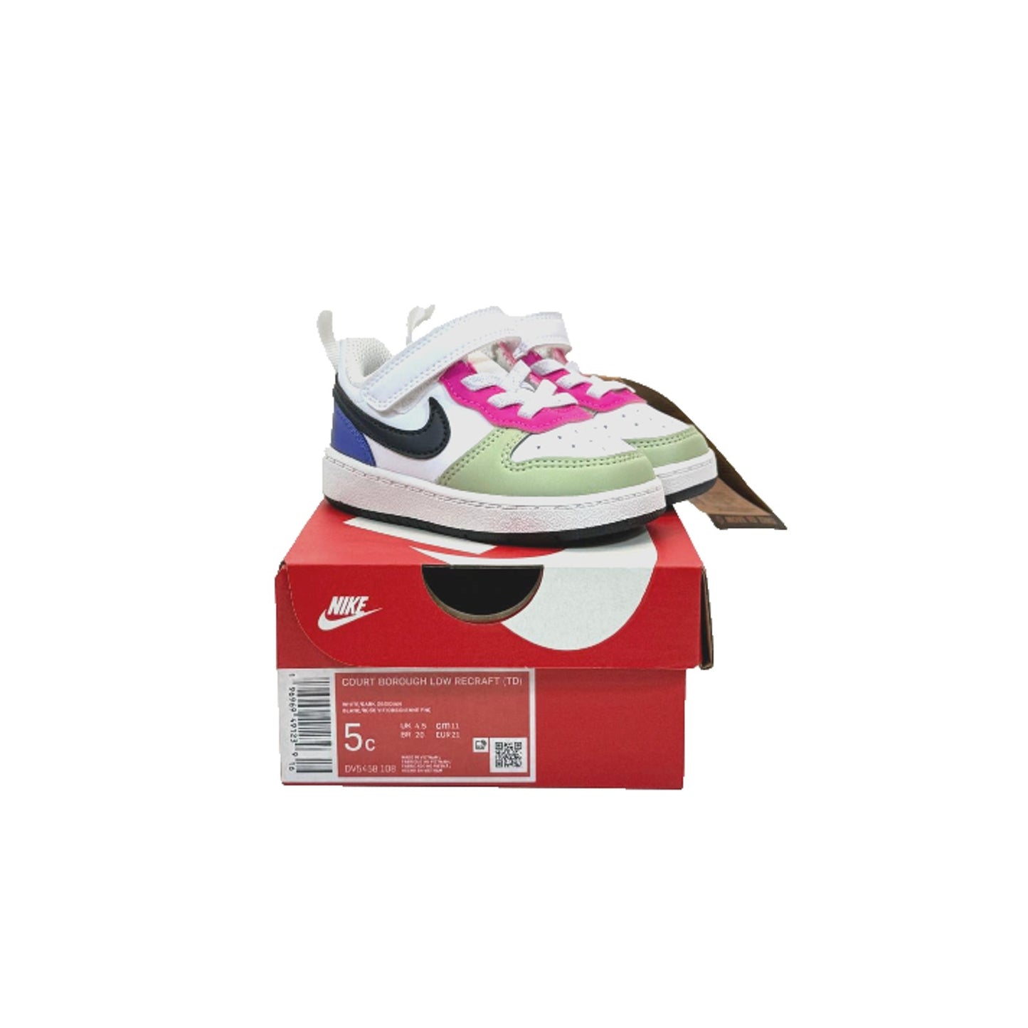 Nike Kids' Court Borough Low Recraft Baby/Toddler Shoes (White/Blue/Pink) - S 5M