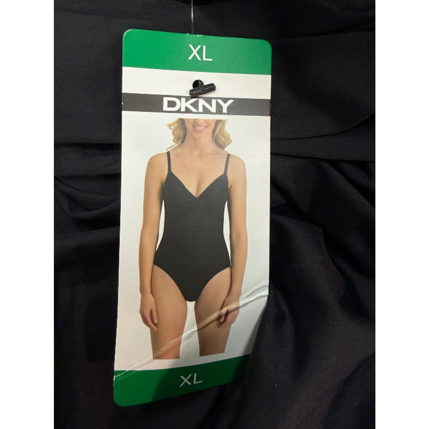DKNY Sport Women's Swimsuit Fully lined Removeable cups Black Color Size XL