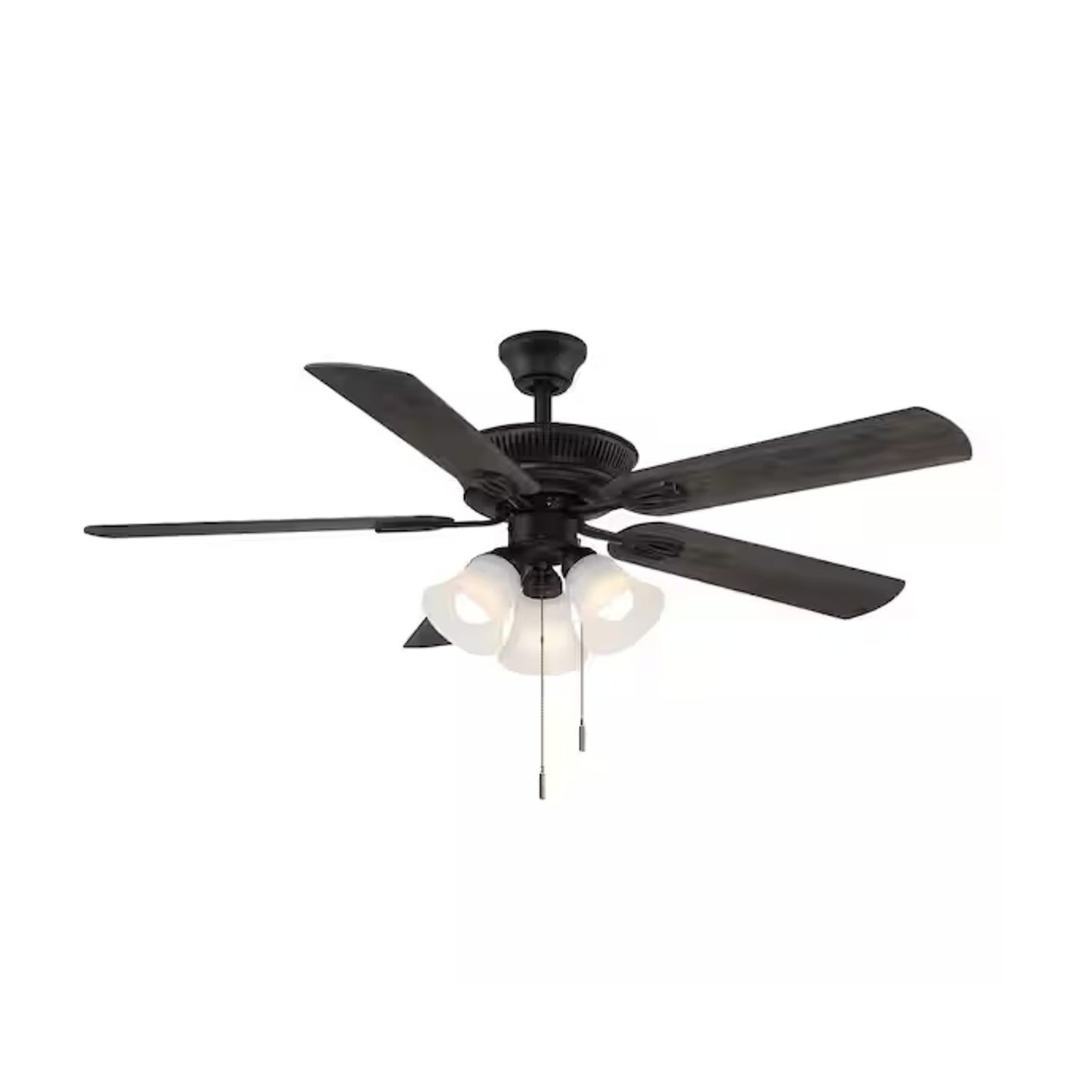 Hampton Bay Glendale III 52 LED Indoor Matte Black Ceiling Fan Light Pull Chains