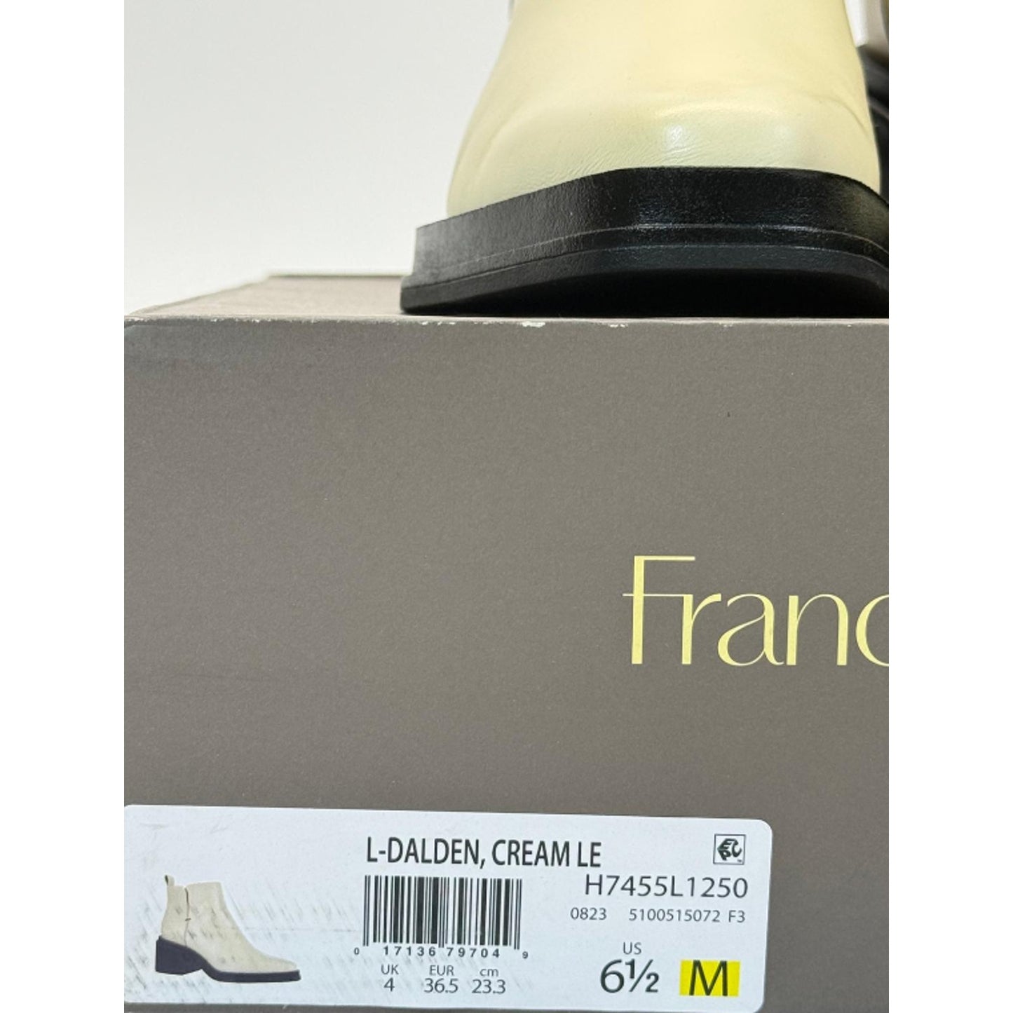 Franco Sarto Womens Dalden Beige Leather Ankle Booties Sz 6.5 M Block Heel Zip