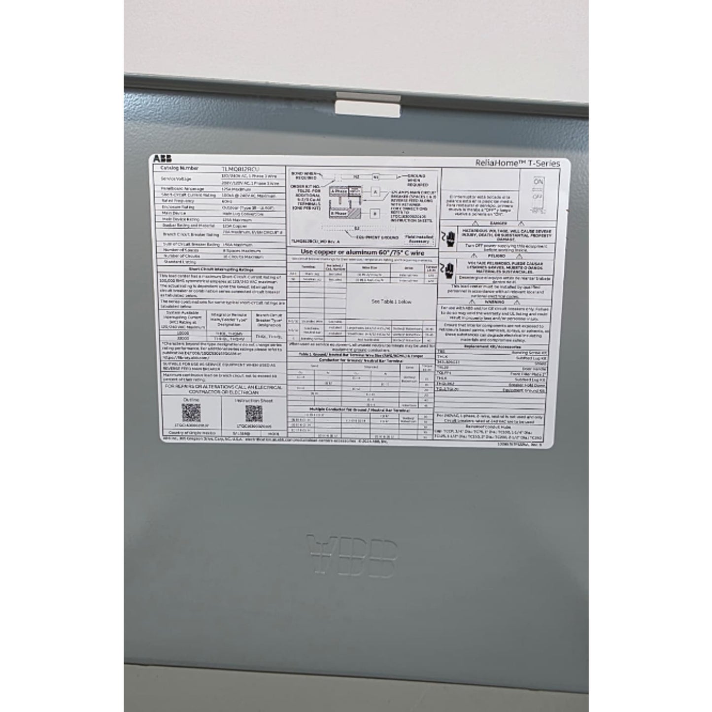 ABB 125 Amp Main Lug Outdoor Load Center 8-Space 16-Circuit TLMQ812RCU